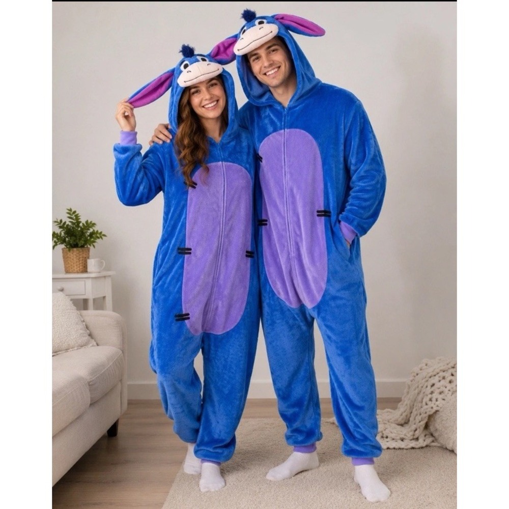 Eeyore Hooded One Piece Sleepwear Pajamas Adult Small Cosplay Kigurumi Halloween